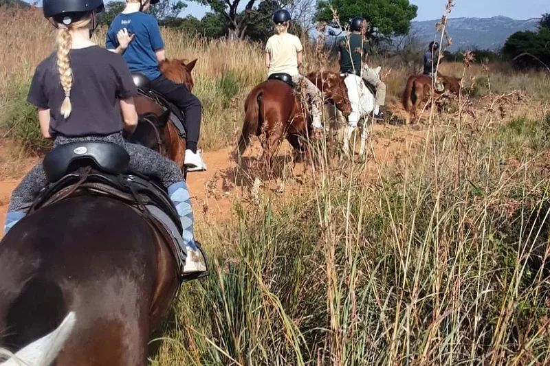 Tourists horse riding at in the company of horses near Tzaneen