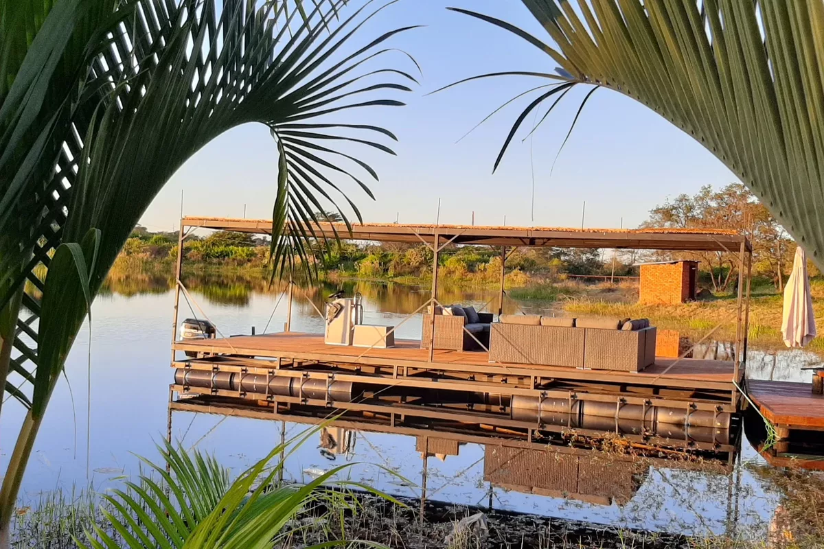 Boat parked in a dam at Refilwe Farm Resort in Tzaneen