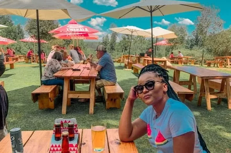 Outdoor seating at zwakala brewery in Magoebaskloof