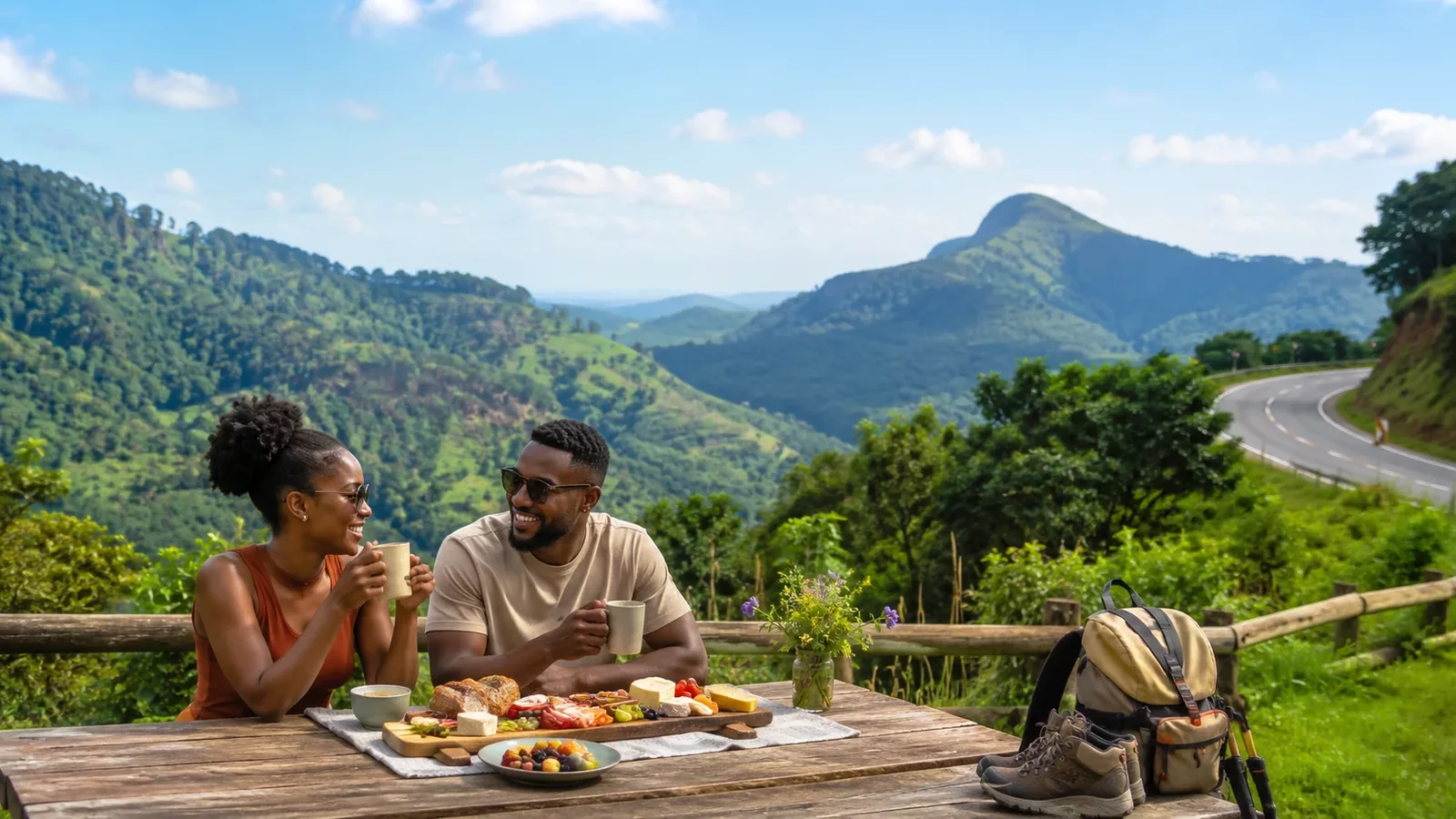 Couple picnic mountain views Tzaneen weekend getaway